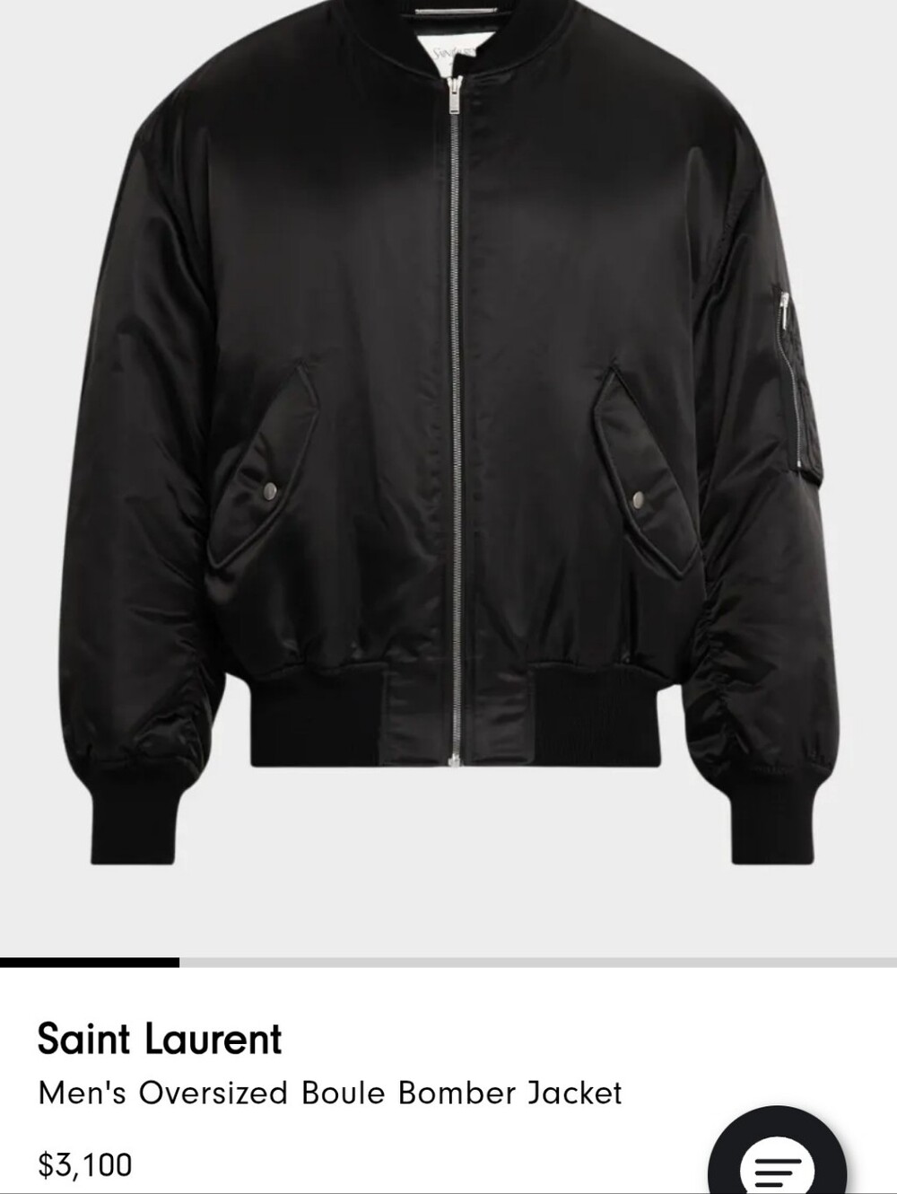 Saint Laurent Black Men's Teddy Buttoned Bomber Jacket